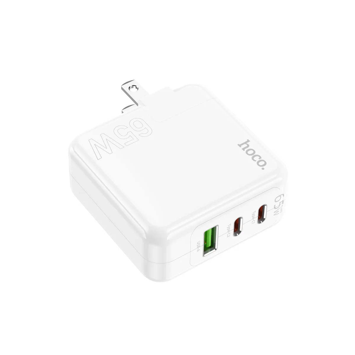 (65 W) Port USB-A et 2 ports USB-C Adaptateur secteur pour chargeur mural triple ports (65 W) Port USB-A et 2 ports USB-C Adaptateur secteur pour chargeur mural triple ports
